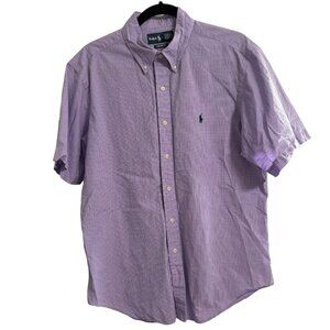 POLO RALPH LAUREN Short Sleeve Classic‎ Fit Button Shirt Plaid Size Large Purple